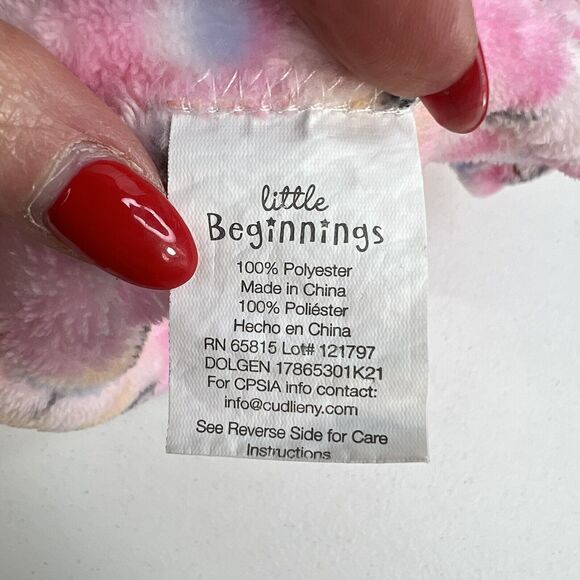 Little Beginnings Pink Unicorn Lovey Plush Floral Baby Security Blanket Stuffed - Picture 5 of 8